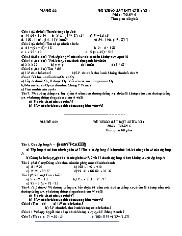 Bộ đề khảo sát giữa kì 1 Toán Lớp 6