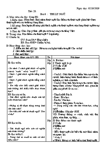 Giáo án Ngữ văn Lớp 9 - Tiết 28: Thuật ngữ