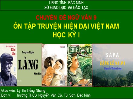 Bài giảng Ngữ văn Lớp 9 - Ôn tập truyện hiện đại Việt Nam học kỳ 1 - Lý Thị Hồng Nhung