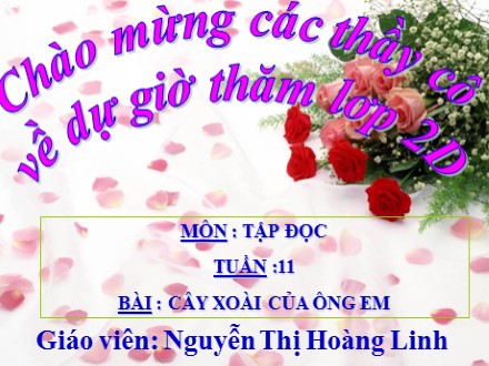 Bài giảng Tập đọc Lớp 2 - Cây xoài của ông em - Nguyễn Thị Hoàng Linh
