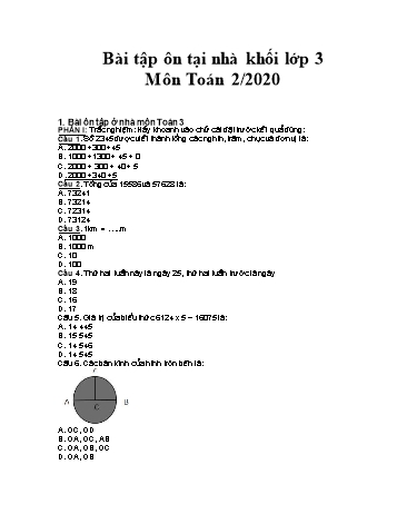 Bài tập ôn tại nhà Toán Lớp 3