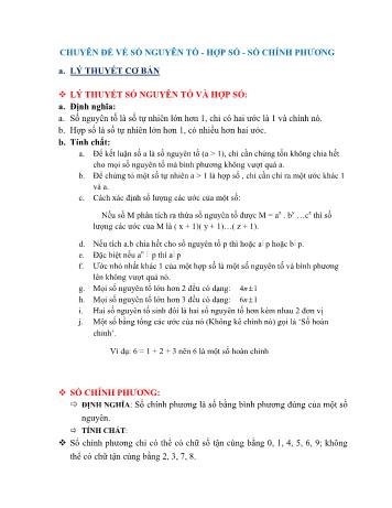 Chuyên đề Toán Lớp 6 - Số nguyên tố. Hợp số. Số chính phương