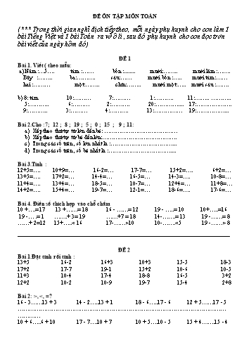 Đề ôn tập Toán và Tiếng Việt Lớp 1