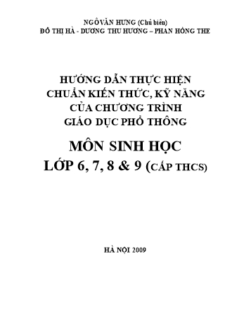 Hướng dẫn thực hiện chuẩn kiến thức, kỹ năng của chương trình giáo dục phổ thông môn Sinh học lớp 6, 7, 8 và 9 (cấp THCS)