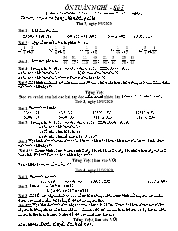 Ôn tập Toán và Tiếng Việt Lớp 4 - Số 5