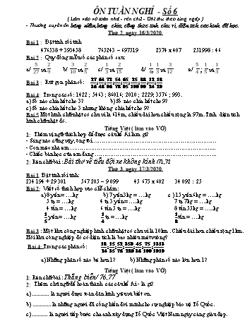 Ôn tập Toán và Tiếng Việt Lớp 4 - Số 6