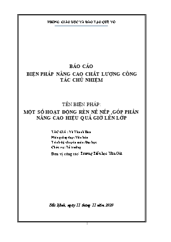 Sáng kiến kinh nghiệm Một số hoạt động rèn nề nếp, góp phần nâng cao hiệu quả giờ lên lớp