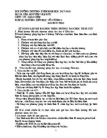 Tài liệu Module TH - Module 13: Kĩ năng lập kế hoạch bài học theo hướng dạy học tích cực - Nguyễn Văn Đức