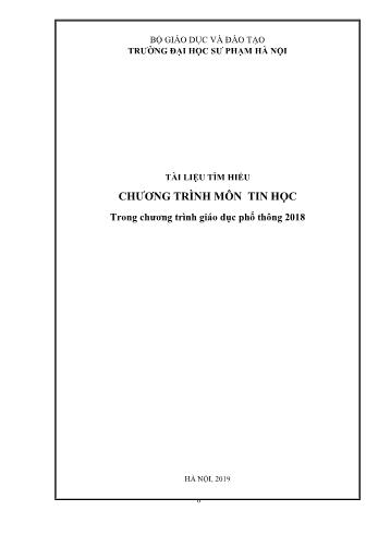 Tài liệu Tìm hiểu chương trình môn Tin học (trong chương trình giáo dục phổ thông 2018)