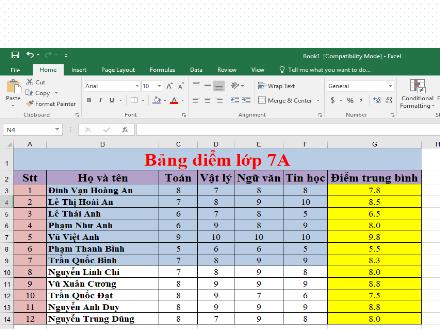 Bài giảng Tin học Lớp 7 - Tiết 27, Bài 6: Định dạng trang tính