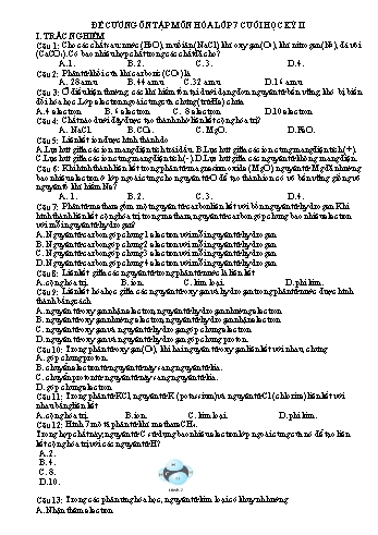 Đề cương ôn tập cuối học kỳ II môn Hóa học Lớp 7 - Sách KNTT