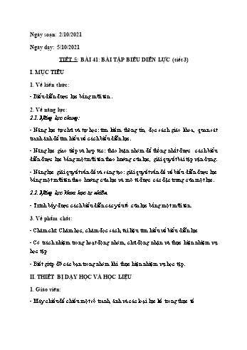 Giáo án Khoa học tự nhiên Lớp 6 Sách KNTT - Tiết 5, Bài 41: Bài tập biểu diễn lực (Tiết 3) - Năm học 2020-2021