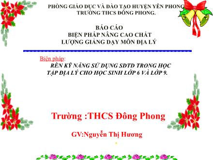 Sáng kiến kinh nghiệm Rèn kĩ năng sử dụng sơ đồ tư duy trong học tập Địa lí cho học sinh Lớp 6 và Lớp 9