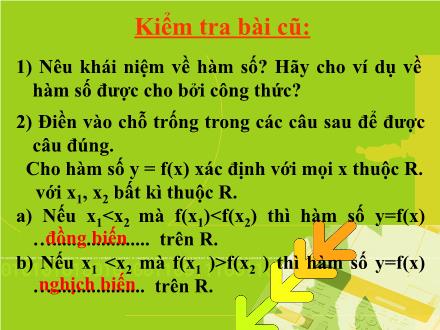Bài giảng Đại số Khối 9 - Tiết 21: Hàm số bậc nhất