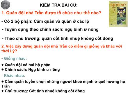 Bài giảng Lịch sử Lớp 7 - Bài 14: Ba lần kháng chiến chống quân xâm lược Mông - Nguyên (Thế kỉ XIII)