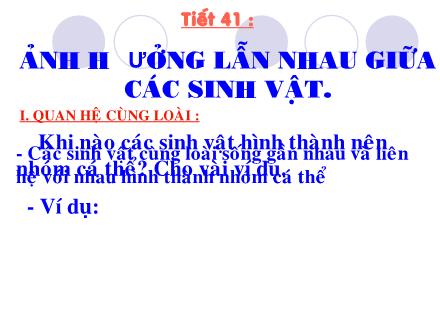 Bài giảng Sinh học Lớp 9 - Tiết 41, Bài 44: Ảnh hưởng lẫn nhau giữa các sinh vật
