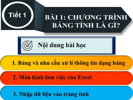 Bài giảng Tin học Lớp 7 - Tiết 1, Bài 1: Chương trình bảng tính là gì?