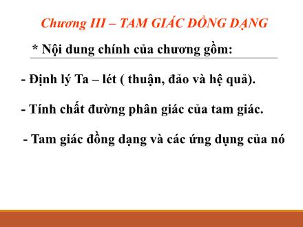 Bài giảng Toán 8 - Tiết 37, Bài 1: Định lí Ta-lét trong tam giác - Nguyễn Thị Loan