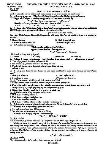Bài kiểm tra chất lượng giữa học kì II môn Ngữ văn Lớp 8 - Năm học 2014-2015 - Trường THCS Giao An (Có đáp án)