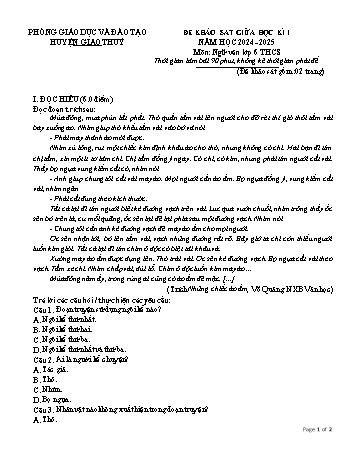 Đề khảo sát giữa học kì I môn Ngữ văn Lớp 6 - Năm học 2024-2025 - Trường THCS Giao Phong (Kèm đáp án)