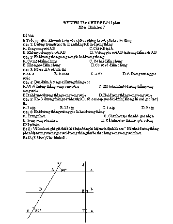 Đề kiểm tra 1 tiết chương IV môn Hình học 7 (Có đáp án)