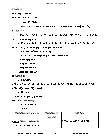 Giáo án Công nghệ 9 - Tuần 12 đến 18 - Năm học 2018-2019 - Trường THCS Giao Thiện