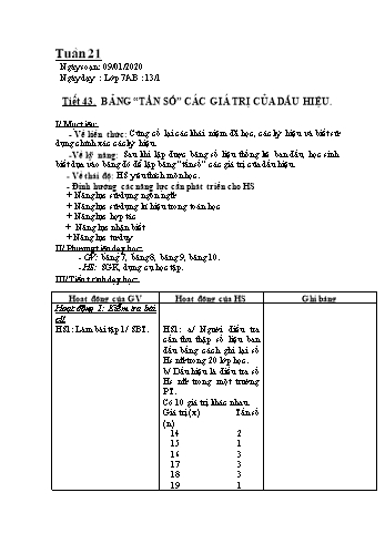 Giáo án Đại số Lớp 7 - Tiết 43+44 - Năm học 2019-2020