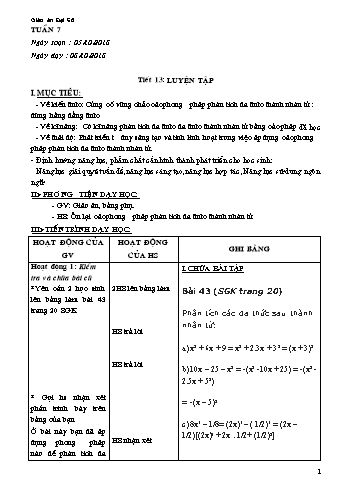 Giáo án Đại số Lớp 8 - Tiết 13+14 - Năm học 2018-2019