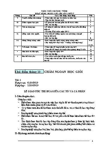 Giáo án HĐNGLL Khối 7 - Chủ điểm tháng 10: Chăm ngoan học giỏi (Tiết 1+2) - Năm học 2019-2020