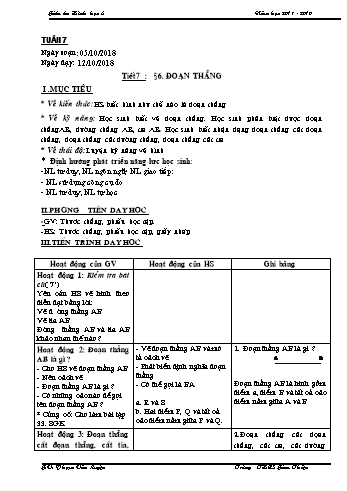 Giáo án Hình học Lớp 6 - Bài 6+7 - Năm học 2018-2019 - Phạm Văn Luyện