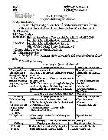 Giáo án Mỹ thuật Lớp 6 - Chương trình cả năm
