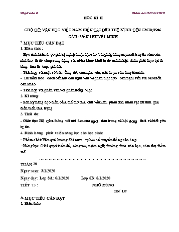 Giáo án Ngữ văn 8 - Học kì II - Năm học 2019-2020