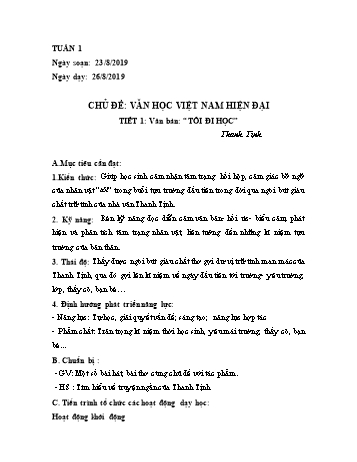 Giáo án Ngữ văn Lớp 7 - Tuần 1 - Năm học 2019-2020
