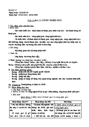 Giáo án Sinh học Lớp 9 - Tuần 17+18 - Năm học 2019-2020