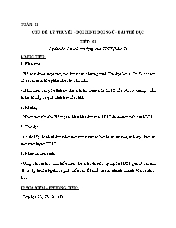 Giáo án Thể dục Lớp 6 - Tuần 1