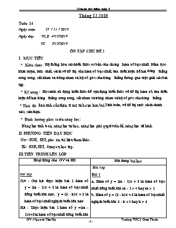 Giáo án Toán Lớp 9 (Dạy thêm) - Tuần 14 đến 17 - Năm học 2019-2020 - Nguyễn Văn Hạ