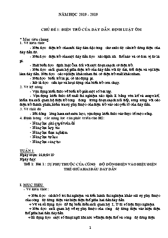 Giáo án Vật lí Lớp 9 - Tuần 1 đến Tuần 32 - Năm học 2019-2020