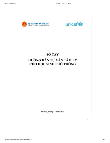 Sổ tay Hướng dẫn tư vấn tâm lý cho học sinh phổ thông