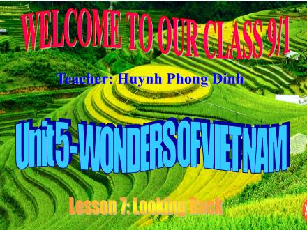 Bài giảng Tiếng Anh Lớp 9 - Unit 5: Wonders of Viet Nam - Lesson 7: Looking back - Huynh Phong Dinh