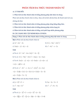 Chuyên đề Đại số Khối 8 - Phân tích đa thức thành nhân tử